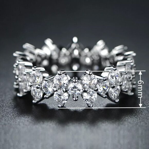 NEW 925 Sterling Silver Diamond Eternity Ring Band - Picture 5 of 5